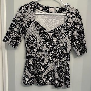 Black and White Lace Top Size Small